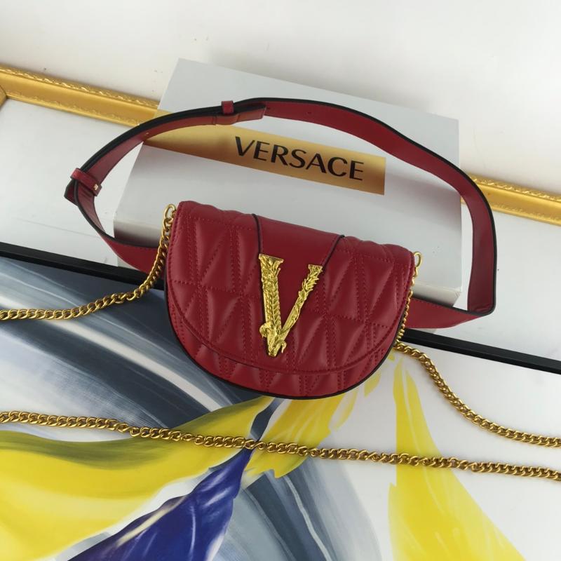 Versace Chain Handbags DV3G984 pleated red